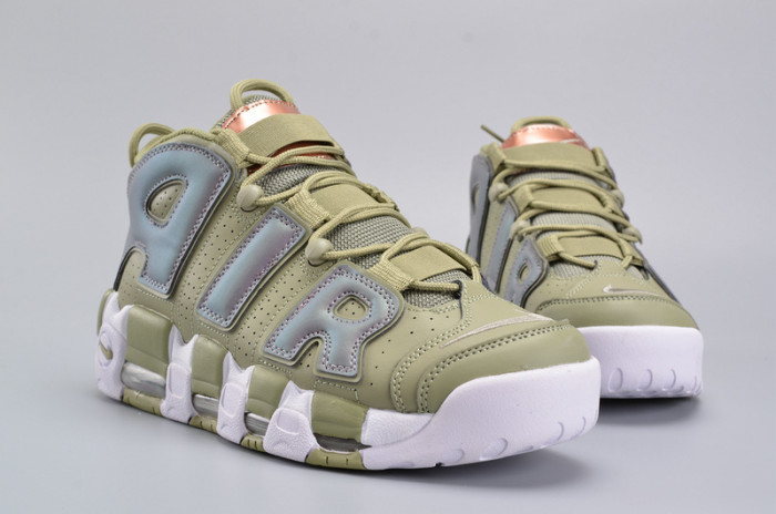 nike air more uptempo “iridescent” dark stucco/white 917593-001